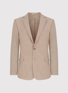 Beżowy wełniany garnitur męski