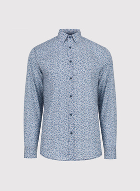 Niebieska koszula męska w kwiaty