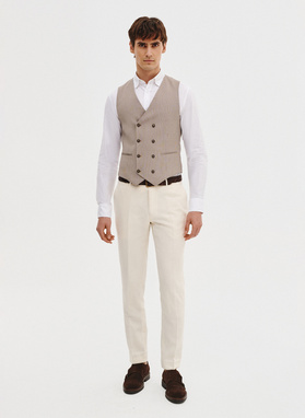 Dwurzędowa kamizelka męska w drobną kratę