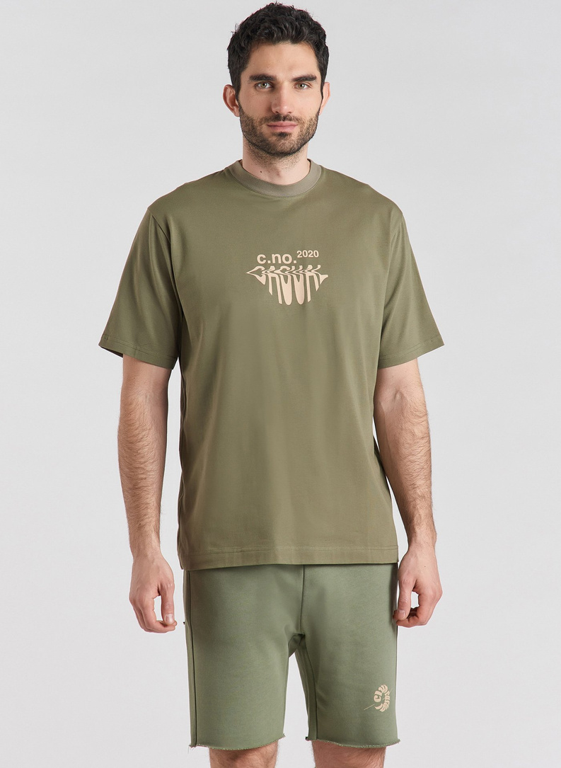 Zielony T-shirt z krótkim rękawem oversize C21SF-TX-002-Z