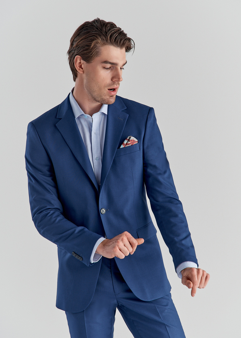 Granatowe spodnie garniturowe P22SF-6G-019-G-S