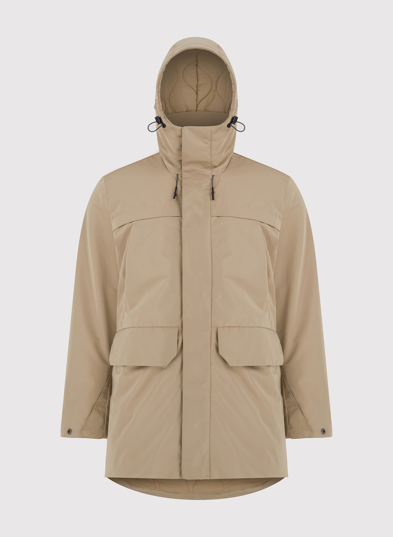 Kurtka męska z kapturem w kolorze beżowym