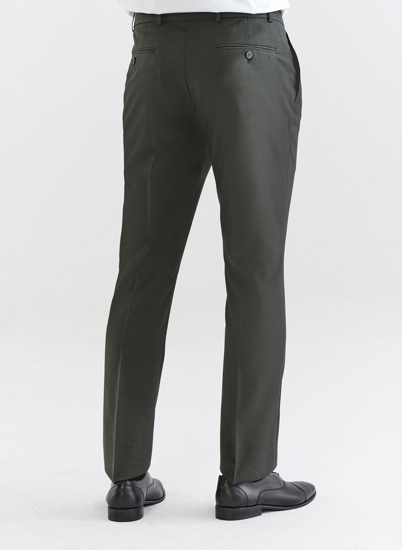Ciemnozielone spodnie garniturowe z wełną