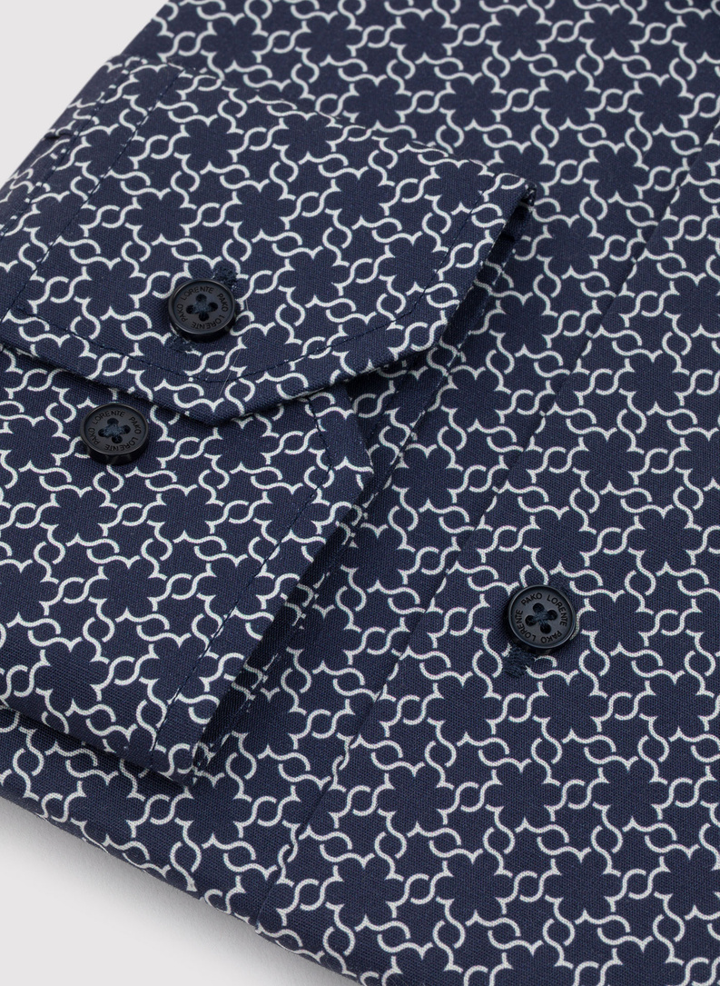 Granatowa koszula męska w biały wzór