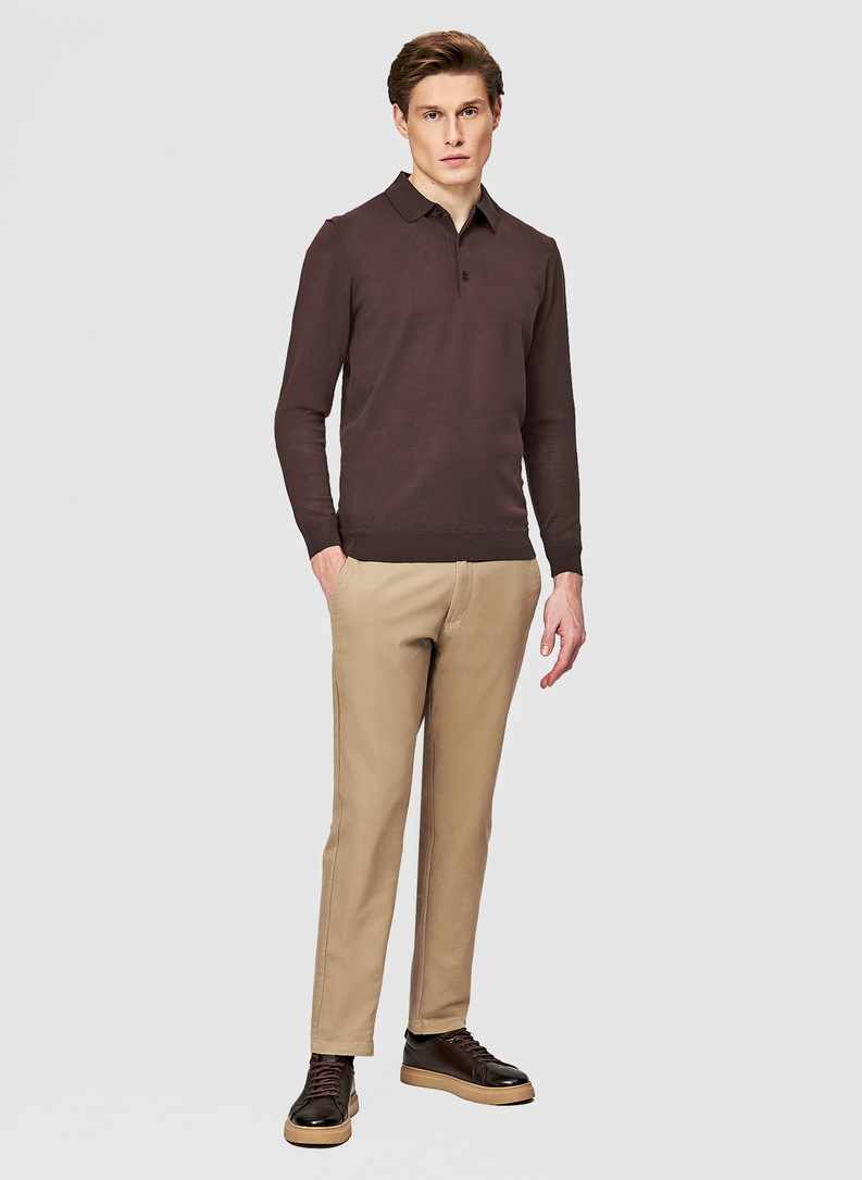 Sweter polo w kolorze brązowym