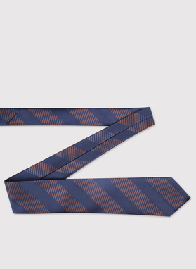 Granatowy krawat męski w skośne pasy