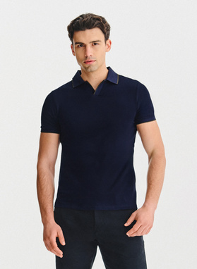 T-shirt polo granatowy