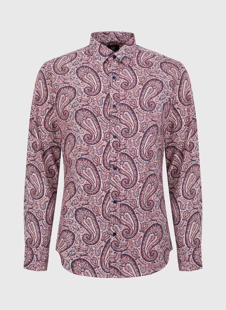 Męska bordowa koszula we wzór paisley