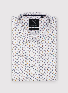 Biała koszula męska we wzór morski