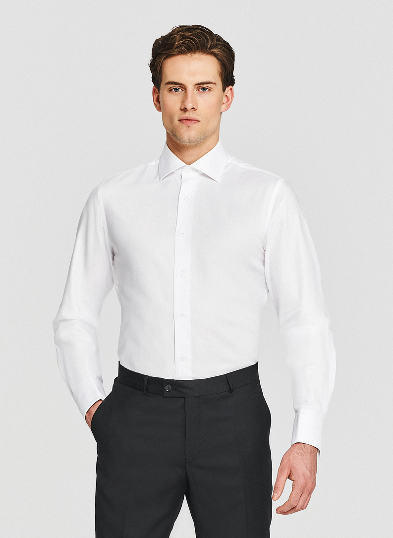 Biała koszula męska na spinki