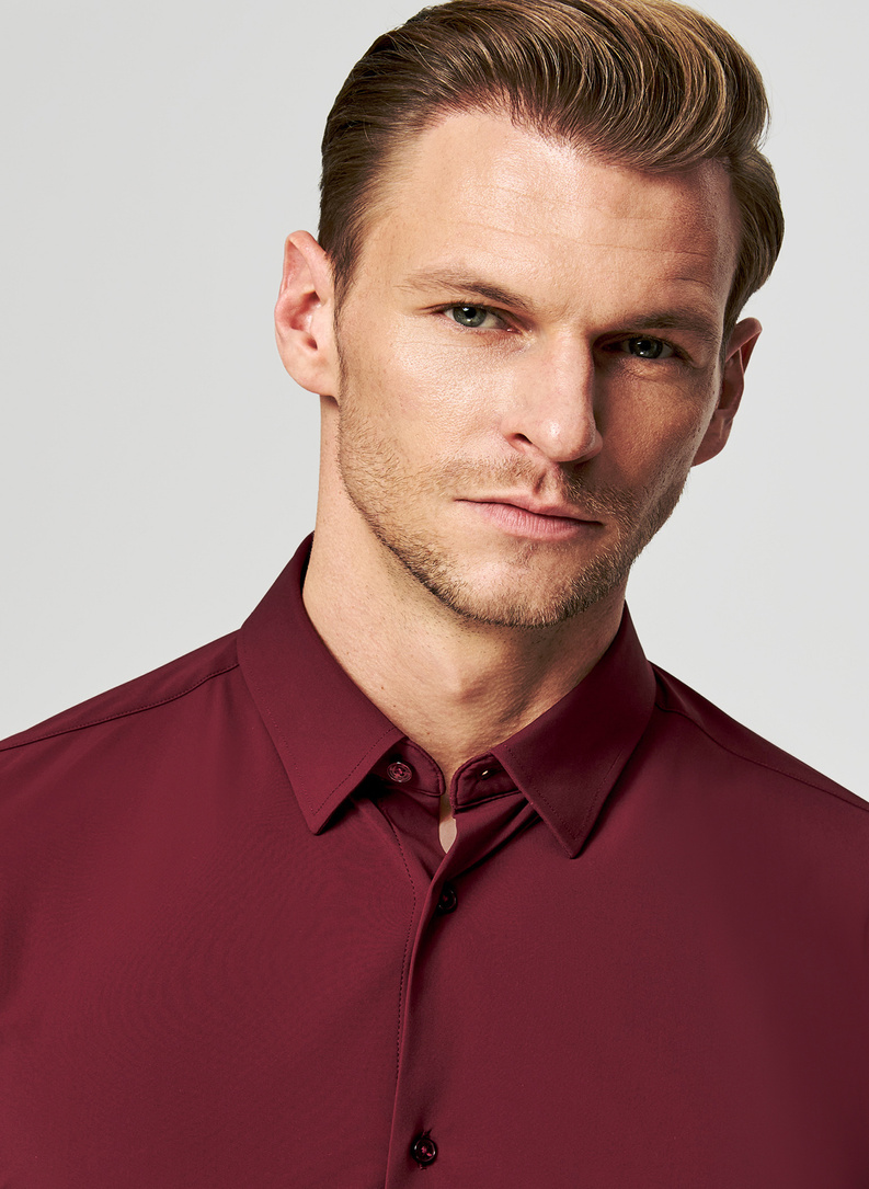 Bordowa dzianinowa koszula męska