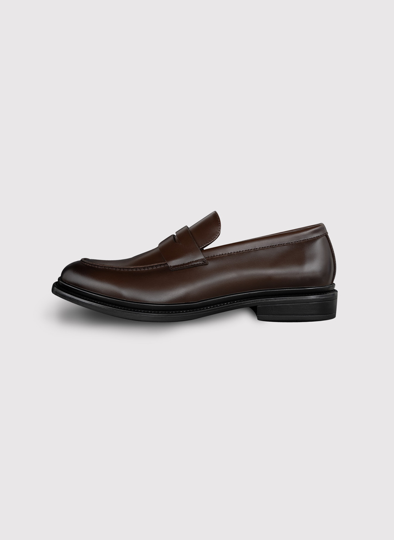 Brązowe skórzane loafersy męskie