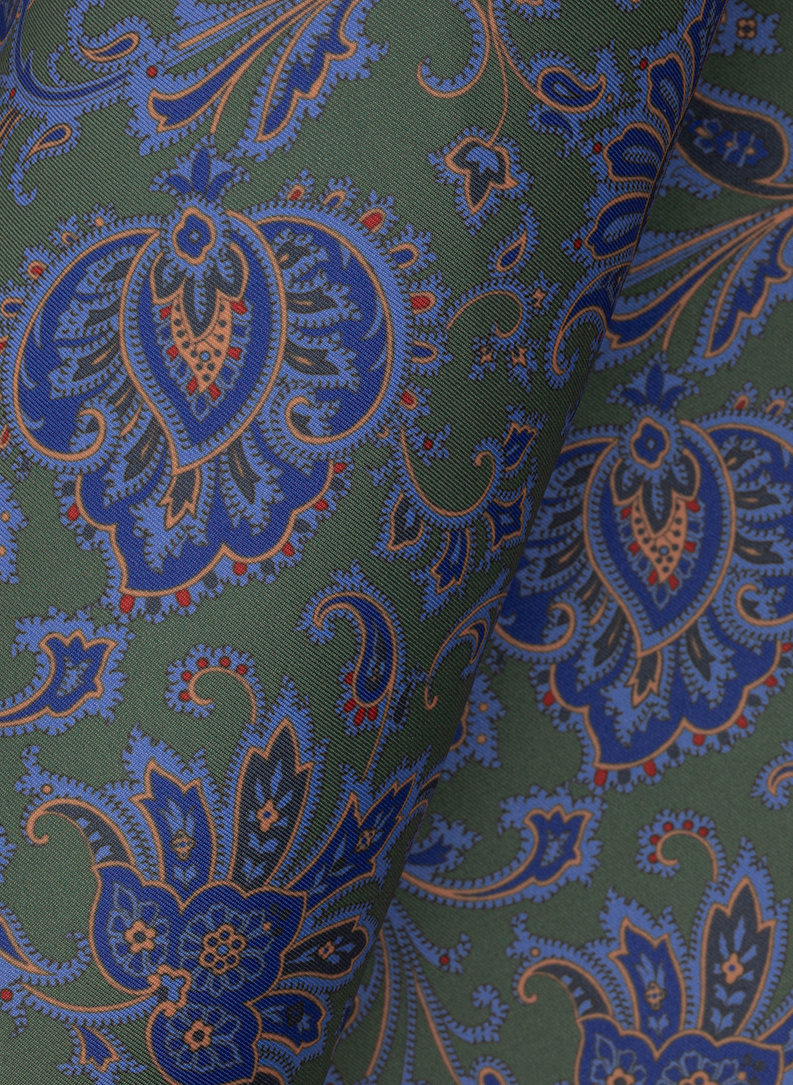 Zielona poszetka męska wzór kwiaty paisley