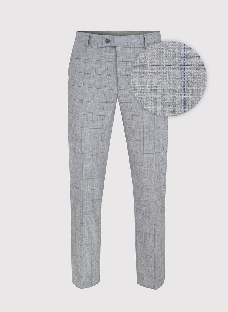 Szare garniturowe spodnie męskie w kratę