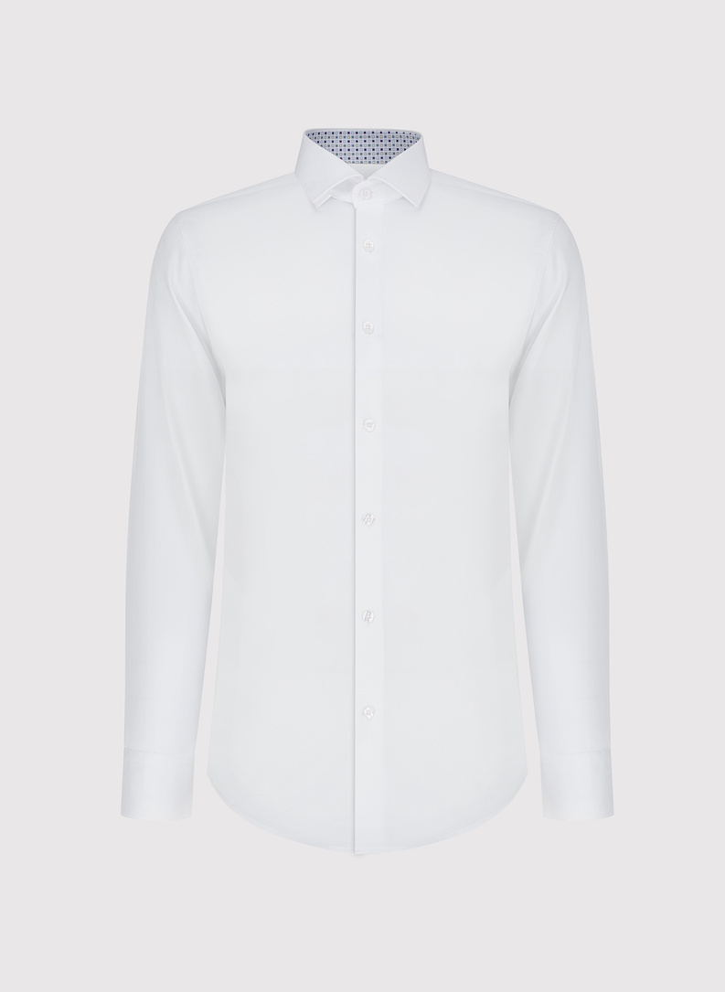 Biała koszula męska z kontrastowym wykończeniem