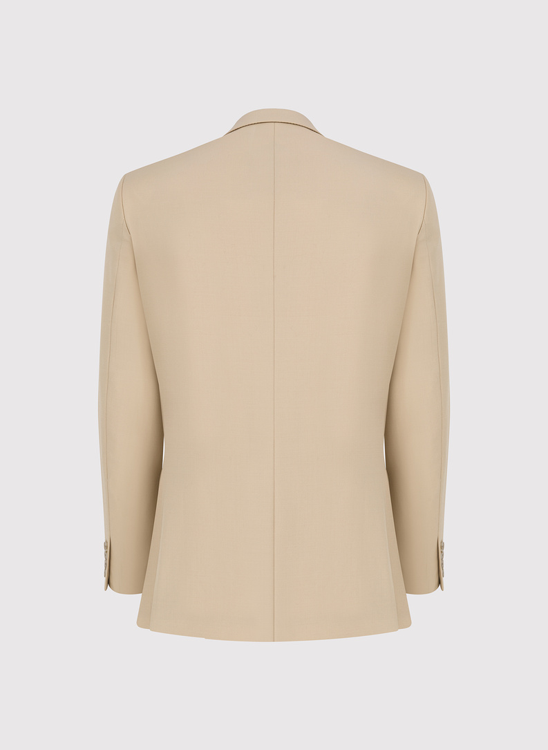 Beżowy wełniany garnitur męski