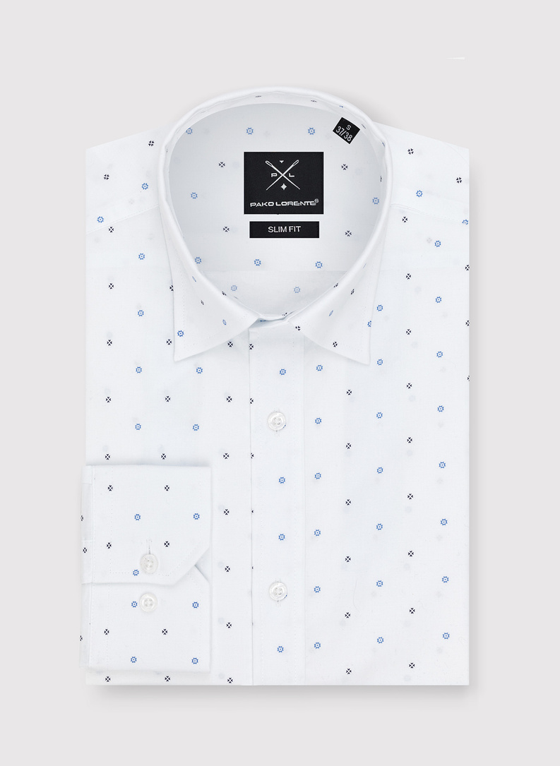 Męska biała koszula w mikrowzór