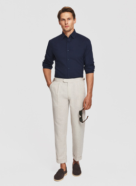 Granatowa koszula z lnem