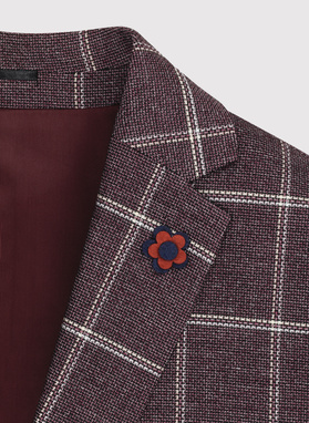 Bordowa marynarka męska w kratę