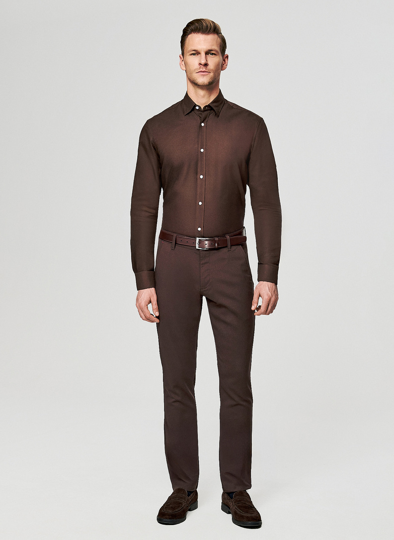 Brązowa koszula męska z bawełny