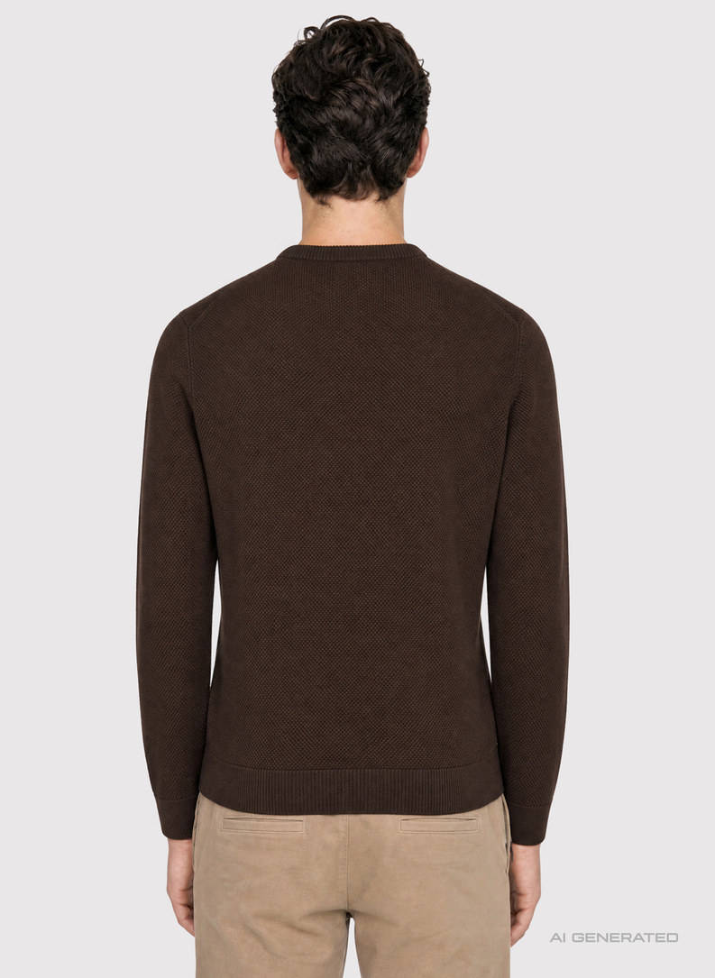 Brązowy sweter męski o-neck