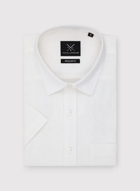 Lniana biała koszula z krótkim rękawem