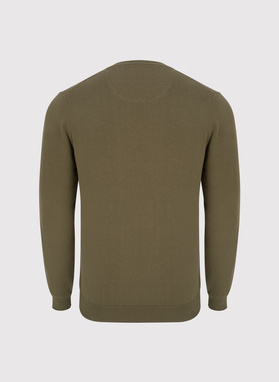 Zielony męski sweter w serek