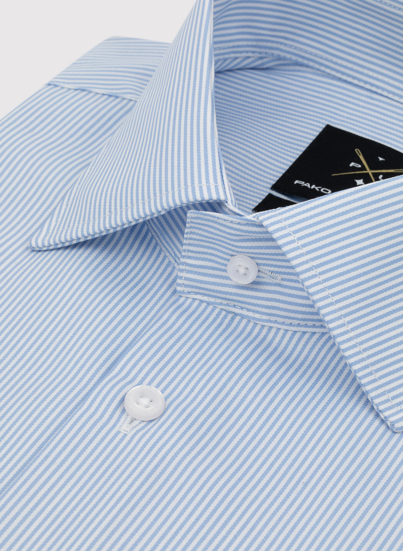 Bawełniana koszula męska w niebieskie paski