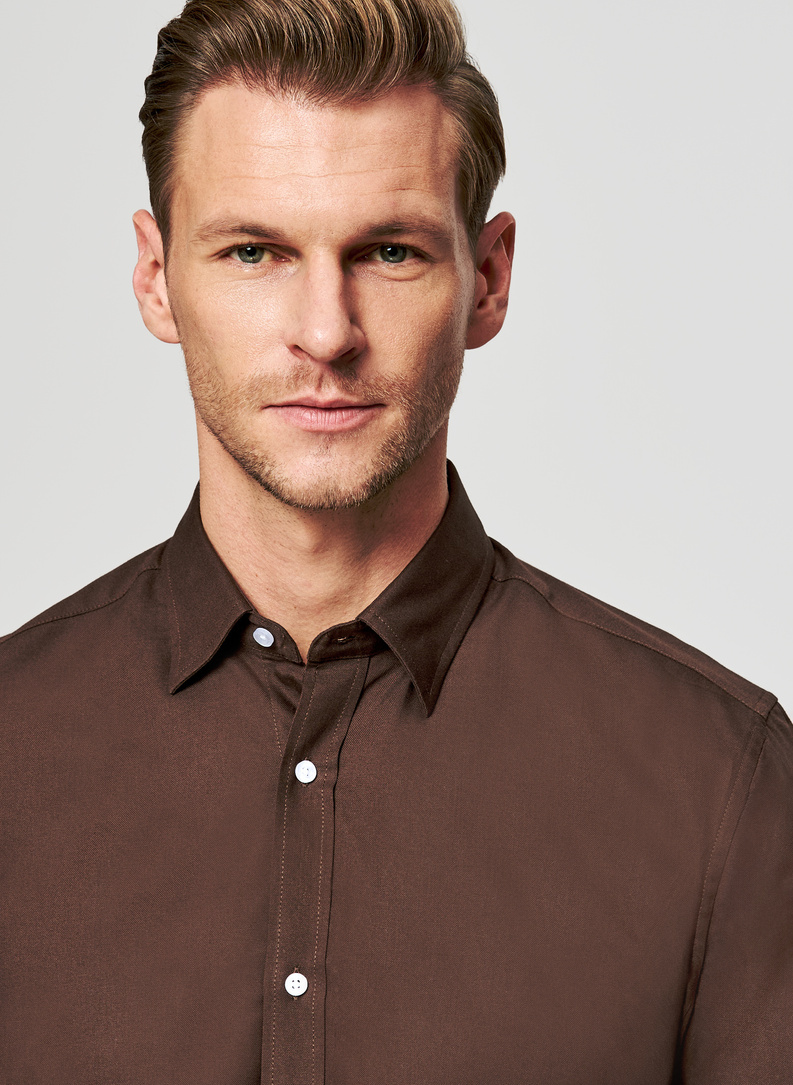Brązowa koszula męska z bawełny
