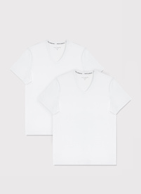 T-shirt v-neck w białym kolorze, dwupak