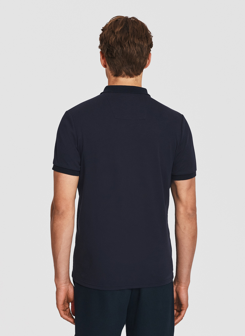 Granatowy bawełniany t-shirt polo