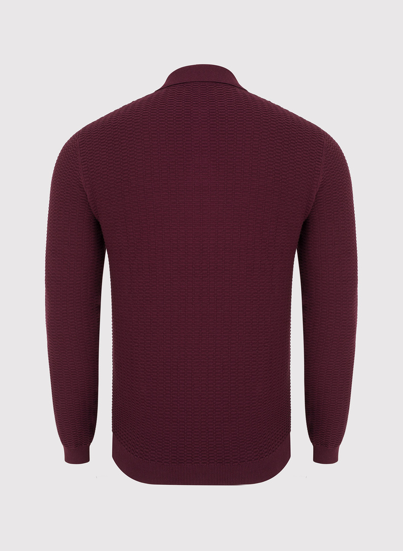 Bawełniany sweter polo w kolorze bordowym