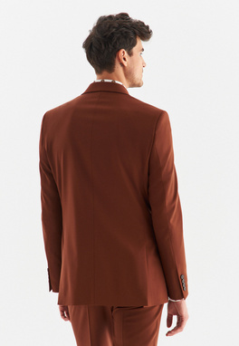 Rudy garnitur męski z wełny