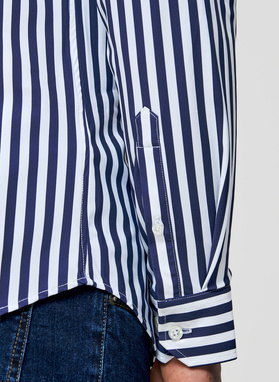 Koszula męska w granatowy prążek