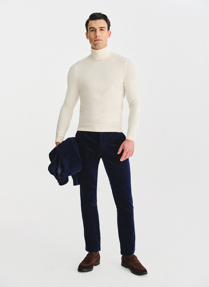 Biały gładki golf męski