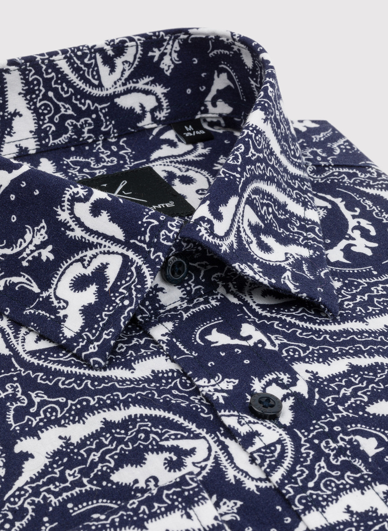 Granatowa koszula w oryginalny wzór