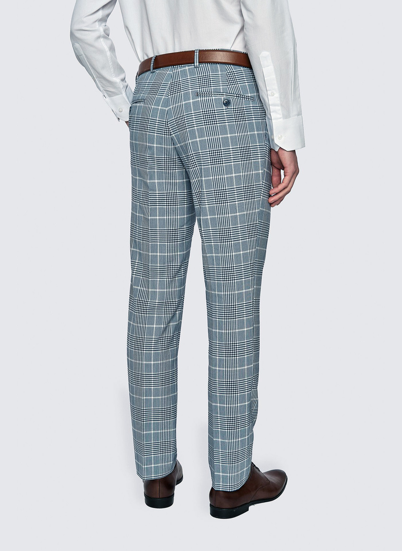 Niebieskie spodnie garniturowe w kratę