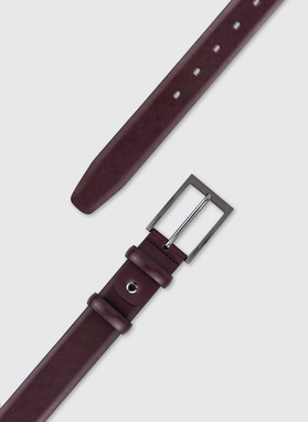 Klasyczny skórzany pasek w kolorze bordowym