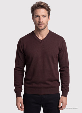 Brązowy sweter męski w serek
