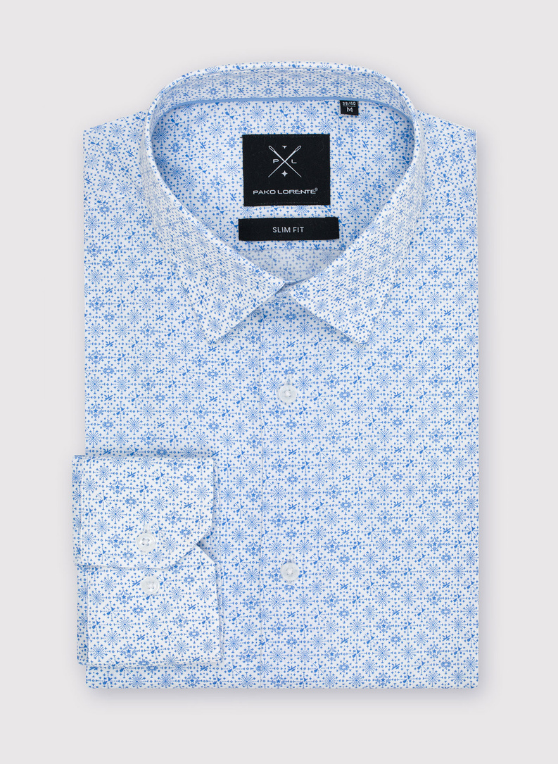 Koszula w kolorze białym w błękitny wzór 