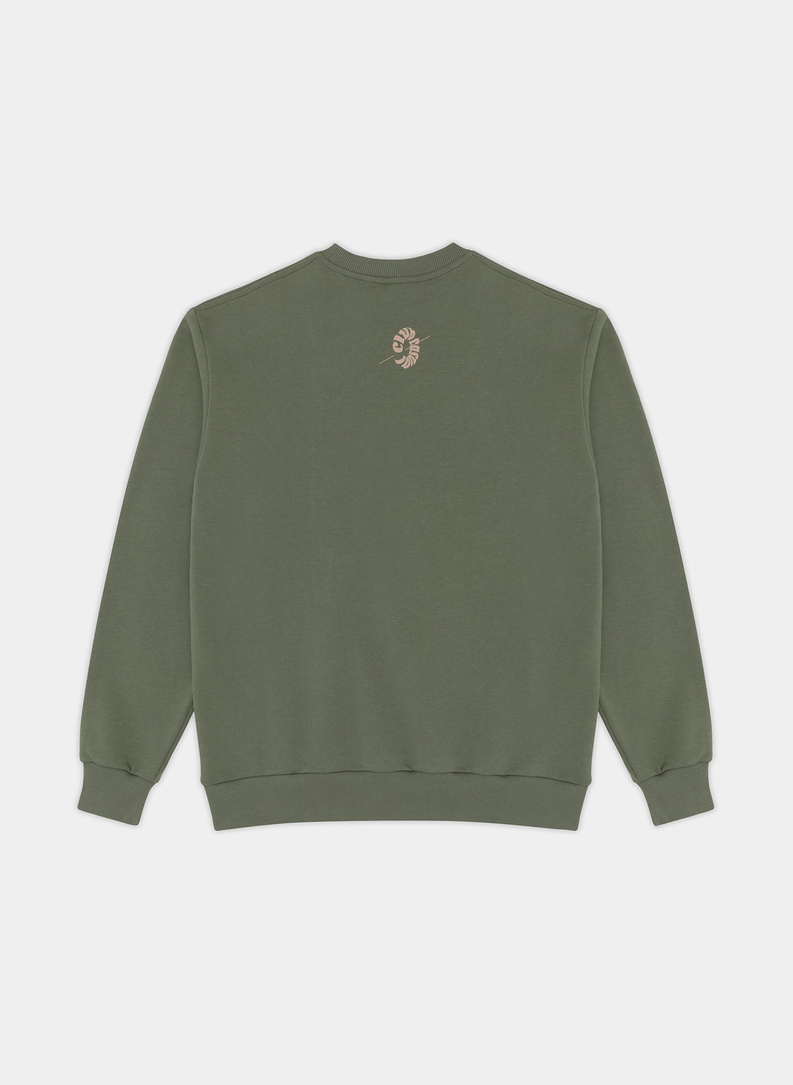 Zielona bluza oversize z okrągłym dekoltem C21SF-2B-005-Z