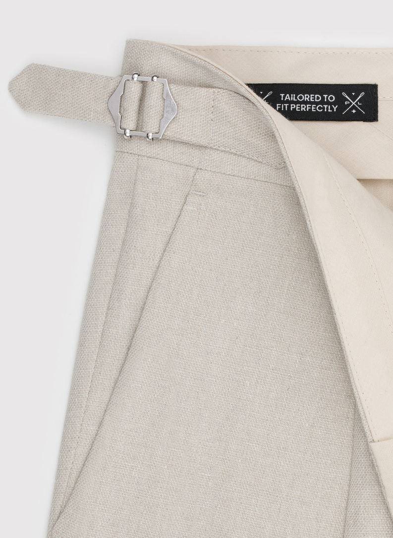 Beżowe spodnie męskie z lnem