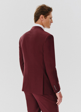 Dwuczęściowy gładki garnitur męski w kolorze burgundowym