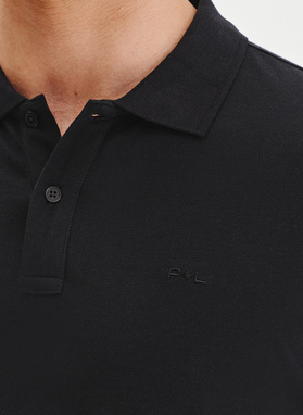 Czarny gładki t-shirt polo