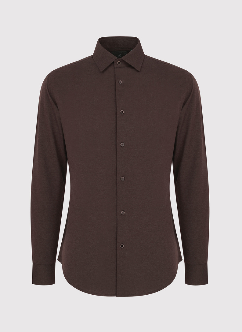 Ciemna brązowa bawełniana koszula męska
