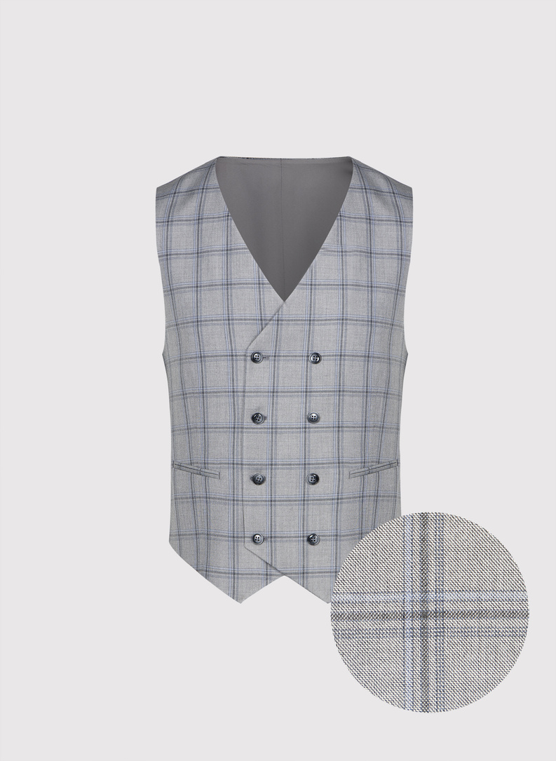 Szara kamizelka męska w mocna kratę