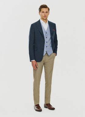 Granatowa marynarka z lnem