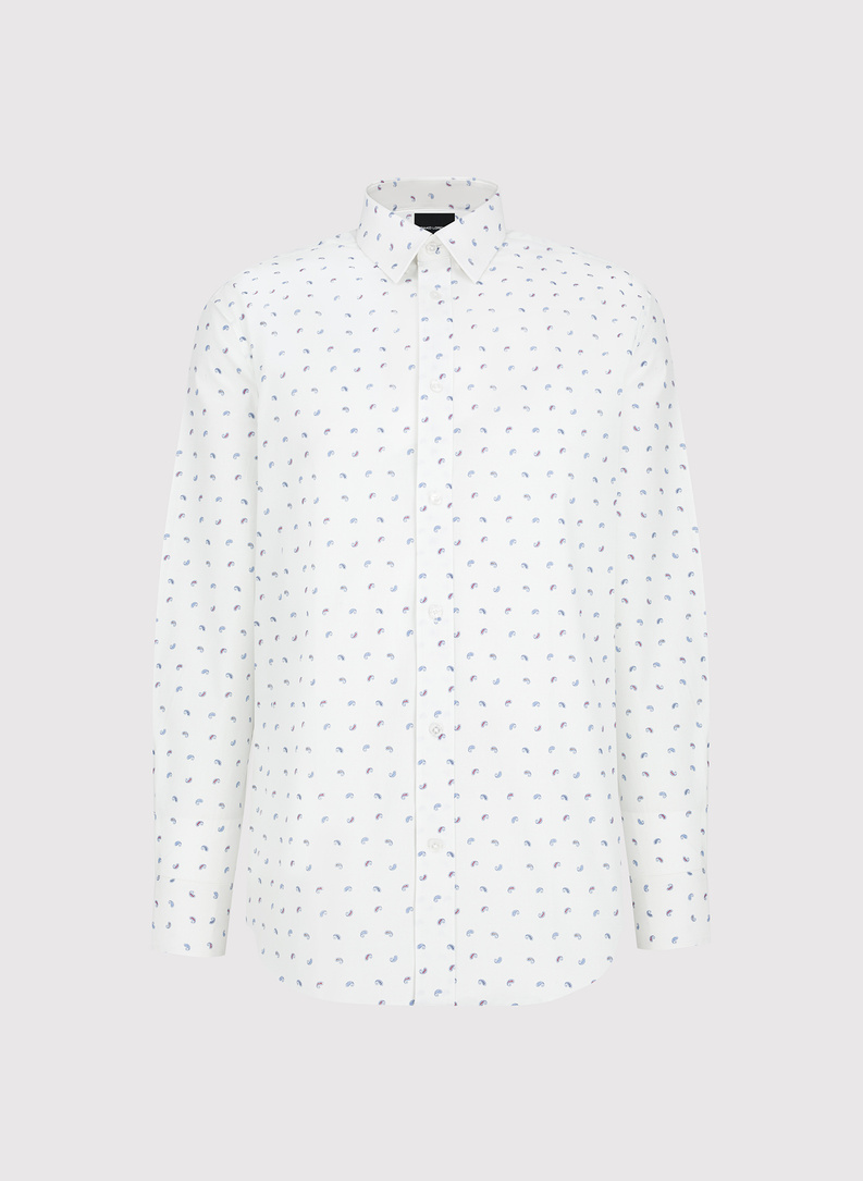 Biała koszula męska paisley