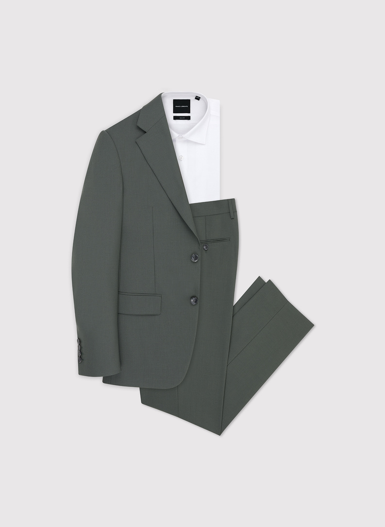Zielony wełniany garnitur męski
