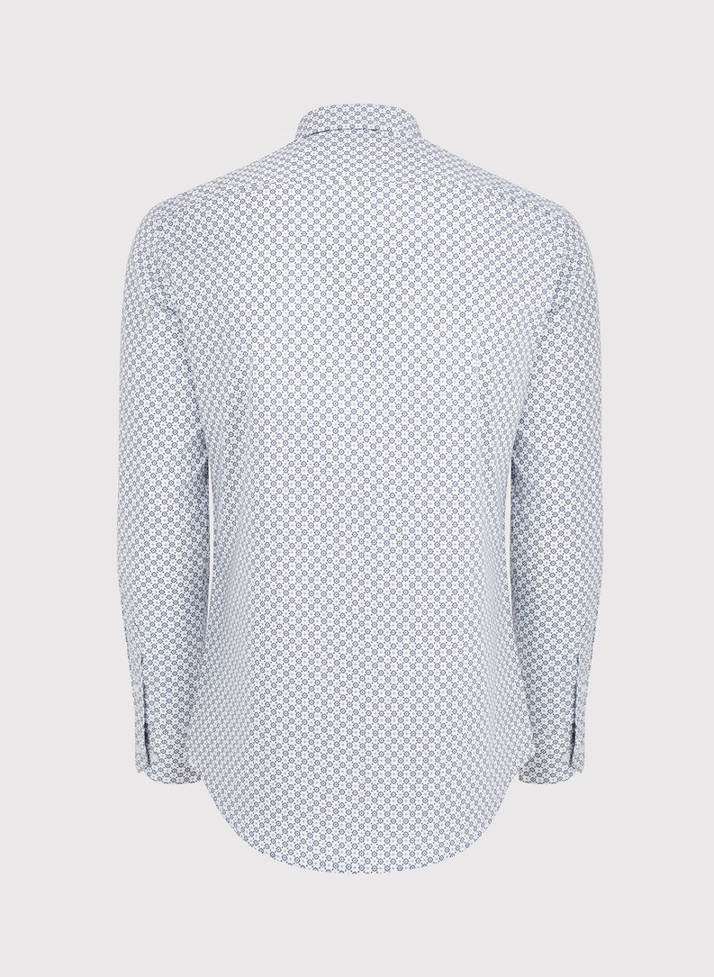 Biała koszula męska w mikrowzór